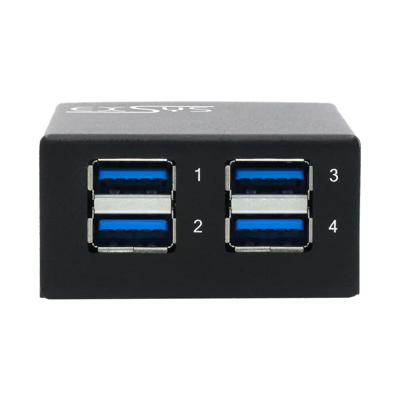 EXSYS USB 3.2 Gen1 4 prievadų metalinis šakotuvas su 15KV ESD apsauga (EX-11240HMS)