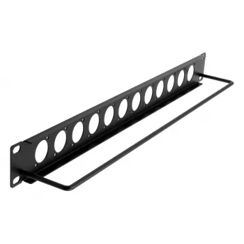 EXSYS EX-49299 19 inch 1U stovo panelė su 12 D tipo išpjovomis ir kabelių valdymo juosta
