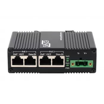 EXSYS 2 prievadų PoE++ 10 Gigabit injektorius 90W, -40°C iki +80°C (EX-60350)
