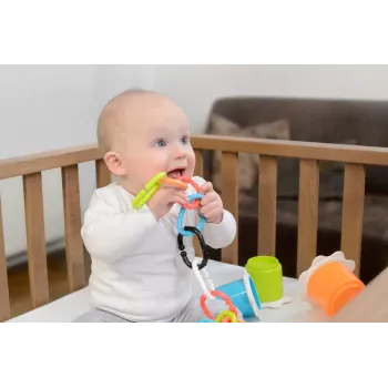 Kidsme Stage Teether Chain, 3M+, maistui skirto silikono, BPA-free, 3 grandžių rinkinys, įvairių spalvų