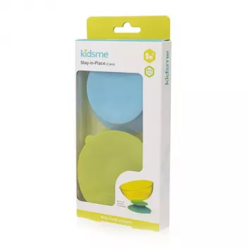 KIDSME Stay-in-Place siurbiantis padėkliukas dubenėliams, buteliukams ir puodeliams laikyti, 2 vnt., Sky & Lime
