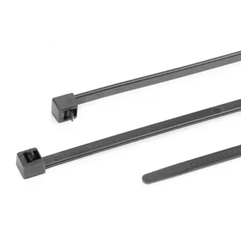 HellermannTyton RELK serijos atsegami vielos rišikliai, 300 mm x 7,6 mm, juodi, 100 vnt. paketas 115-06760