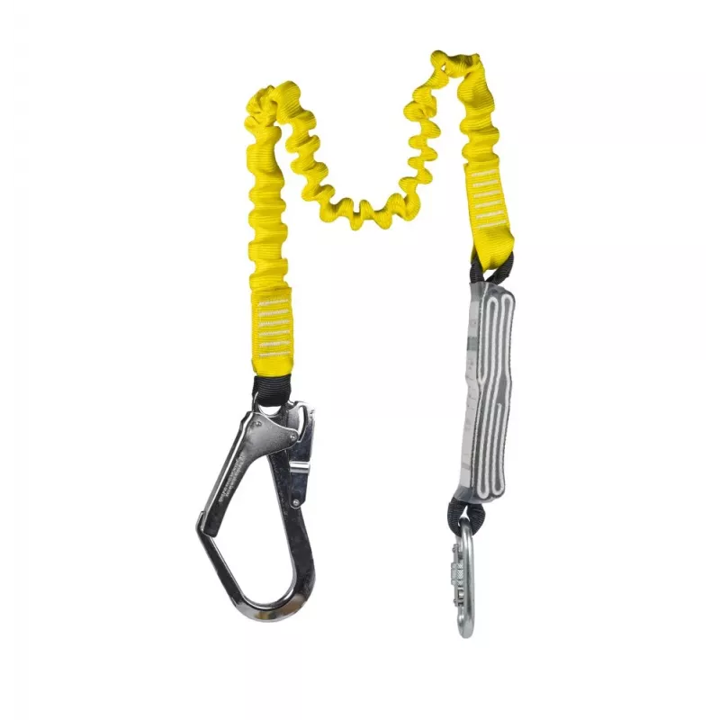 C.K Tools T8008 kritimo stabdymo virvė su energijos slopintuvu, 2 m, viena koja, plieninis karabinas ir pastolių kablys, EN 354/355/362