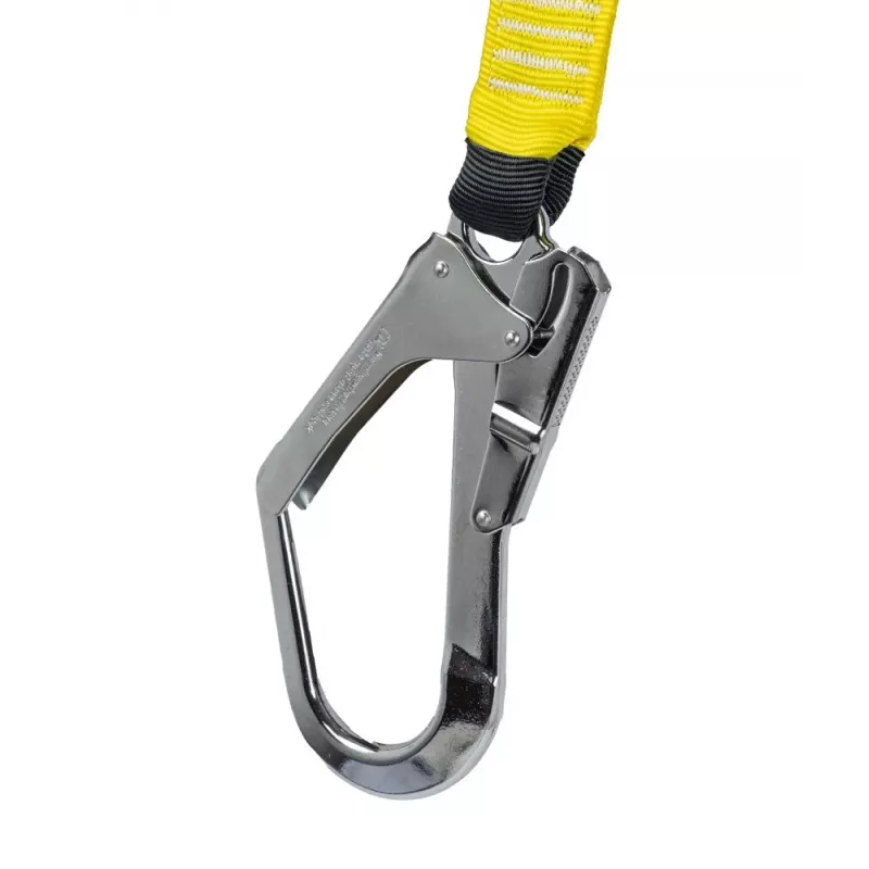 C.K Tools T8008 kritimo stabdymo virvė su energijos slopintuvu, 2 m, viena koja, plieninis karabinas ir pastolių kablys, EN 354/355/362
