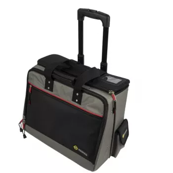 C.K Tools Magma Technicians Rolling Tool Case su ratais, 50+ kišenės, teleskopinis rankenas, juoda/raudona (MA2652)