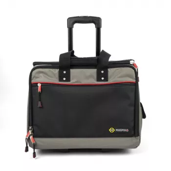 C.K Tools Magma Technicians Rolling Tool Case su ratais, 50+ kišenės, teleskopinis rankenas, juoda/raudona (MA2652)