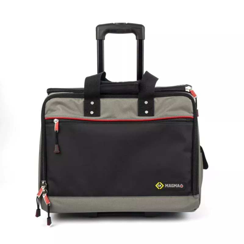 C.K Tools Magma Technicians Rolling Tool Case su ratais, 50+ kišenės, teleskopinis rankenas, juoda/raudona (MA2652)