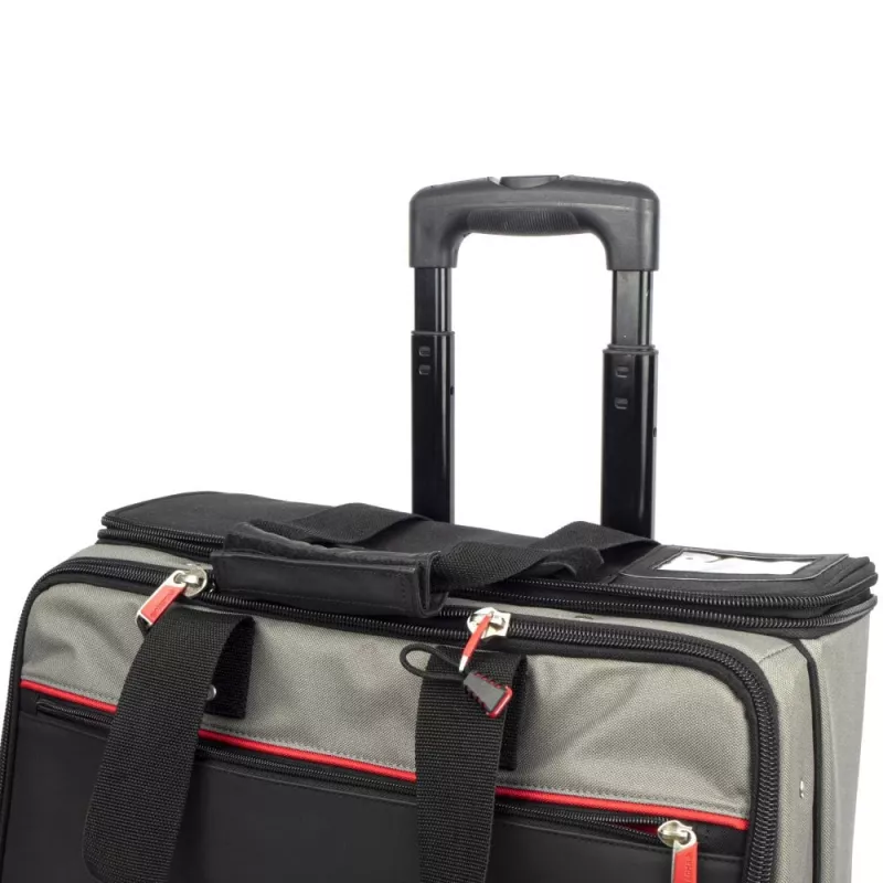 C.K Tools Magma Technicians Rolling Tool Case su ratais, 50+ kišenės, teleskopinis rankenas, juoda/raudona (MA2652)