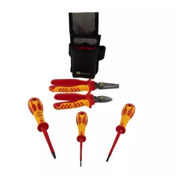 C.K T5980 elektriko įrankių rinkinys „Essential“, VDE 1000 V, su Magma dėklu, CombiCutter3 160 mm, universaliomis replėmis 185 mm ir 3 Dextro VDE atsuktukais