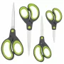 Rapesco Soft Grip žirklės, rinkinys, 4 vnt., nerūdijančio plieno ašmenys, ergonomiškos rankenos, 21cm/17cm/13cm/9cm, juodos/pilkos 1576