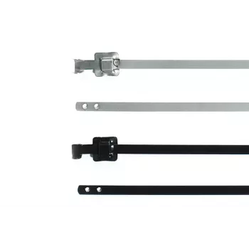 HellermannTyton MLT16SSC5 atsegamas nerūdijančio plieno kabelių raištis su poliesterio danga, juodas, 400mm x 12,7mm, 100 vnt. paketas 111-91161