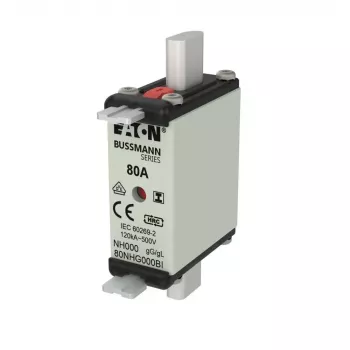 Eaton 80NHG000BI NH saugiklis 80 A 500 V AC 000 dydis su mechaniniu indikatoriumi, 3 vnt.