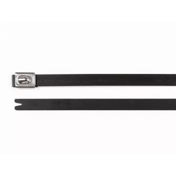 HellermannTyton MBT14HFC-SS316/SP-BK nerūdijančio plieno kabelių raištis, 362mm x 7,9mm, juodas poliesterio padengimas, rutulinė spyna, 1 vnt. 111-00295