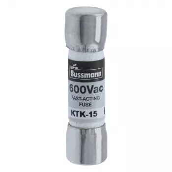Eaton KTK-15 kasetinis saugiklis, 15 A, 600 V AC/DC, ypač greitaeigis, 10 mm x 38 mm, 10 vnt. paketas