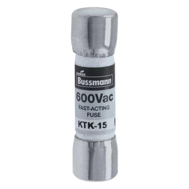 Eaton KTK-15 kasetinis saugiklis, 15 A, 600 V AC/DC, ypač greitaeigis, 10 mm x 38 mm, 10 vnt. paketas