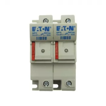 Eaton CH142DU 2 polių cilindrinis saugiklių laikiklis, 50 A, 690 V AC, DIN bėgio montavimas, 14 x 51 mm