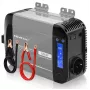 Qoltec grynosios sinusoidės keitiklis 12V į 230V 300W/600W su LCD, USB-A ir USB-C PD, suderinamas su LiFePO4/GEL/AGM