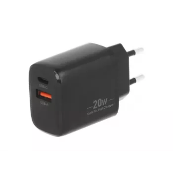 MOVANO GaN 20W USB-C PD + USB-A įkroviklis (juodas)