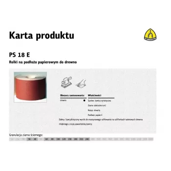 KRUGER & MATZ PS18E šlifavimo popieriaus ritinys, P150 grūdėtumas, 100 mm x 50 m, E klasės popierius, aliuminio oksidas