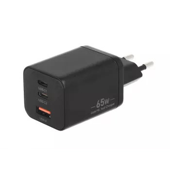 MOVANO GaN 65W 2x USB-C PD + USB-A įkroviklis (juodas)