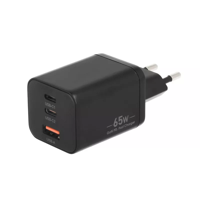 MOVANO GaN 65W 2x USB-C PD + USB-A įkroviklis (juodas)