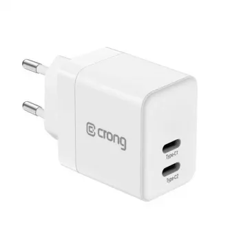 CRONG 35W dviguba USB-C PD 3.0 PPS GaN sieninis įkroviklis - baltas
