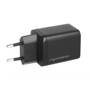 MOVANO GaN 45W USB-C PD + USB-A sieninis įkroviklis (juodas)
