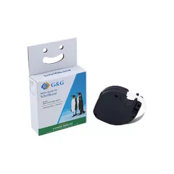 G&G BM-D-G-91221 etikečių kasetė 12mm x 4m balta/juoda, skirta DYMO
