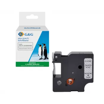 G&G suderinama Dymo D1 etikečių juosta 19mm x 7m juoda ant permatomos (5DY45800-TD)