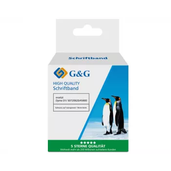 G&G suderinama Dymo D1 etikečių juosta 19mm x 7m juoda ant permatomos (5DY45800-TD)