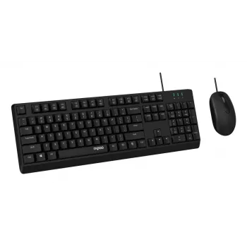Rapoo NX1500 laidinė klaviatūros ir pelės rinkinys, pilno dydžio QWERTZ, juodas R-13100