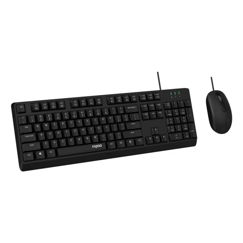 Rapoo NX1500 laidinė klaviatūros ir pelės rinkinys, pilno dydžio QWERTZ, juodas R-13100