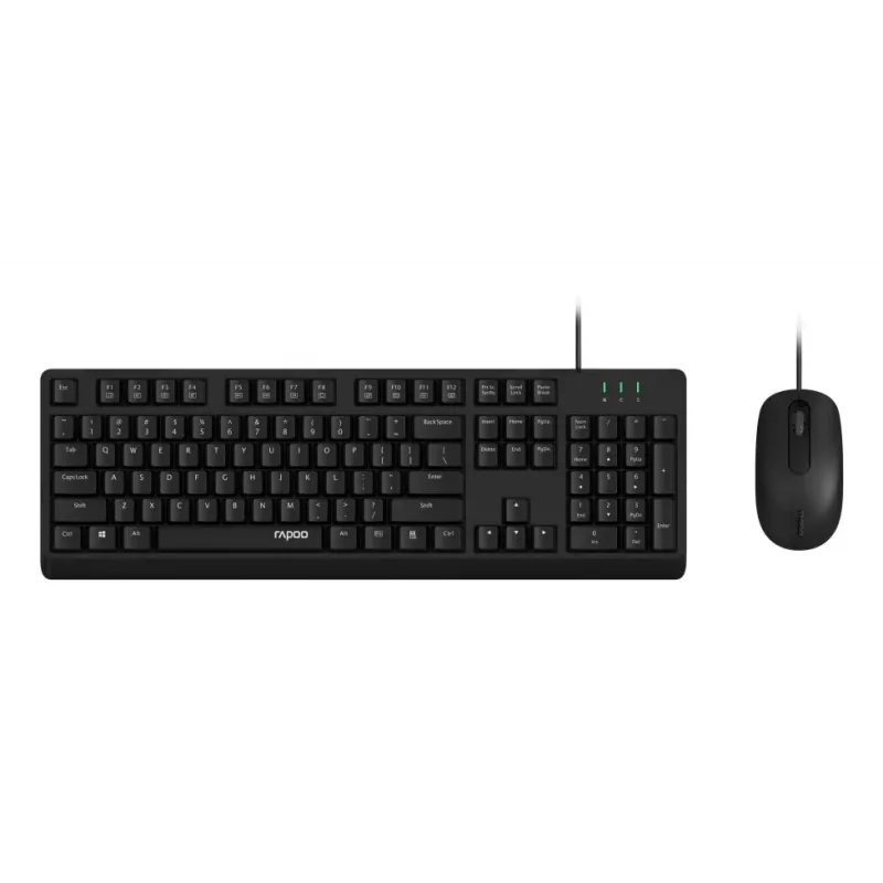 Rapoo NX1500 laidinė klaviatūros ir pelės rinkinys, pilno dydžio QWERTZ, juodas R-13100