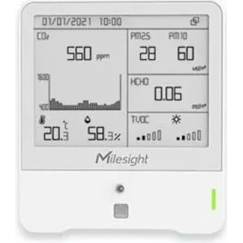 Milesight IoT AM308 LoRaWAN vidaus aplinkos stebėjimo jutiklis su E-Ink ekranu, 8-in-1 IAQ (AM308-868M)