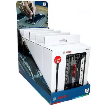 Bosch Precision Atsuktuvų Antgalių Rinkinys Su Stendu, 5 Rinkiniai Po 33 Dalis (Iš Viso 165), S2 Plienas, 1/4 inch Hex, PH/PZ/S/H/T Antgaliai, Magnetinis Laikiklis, Prekybinis Stendas 2607002837,0
