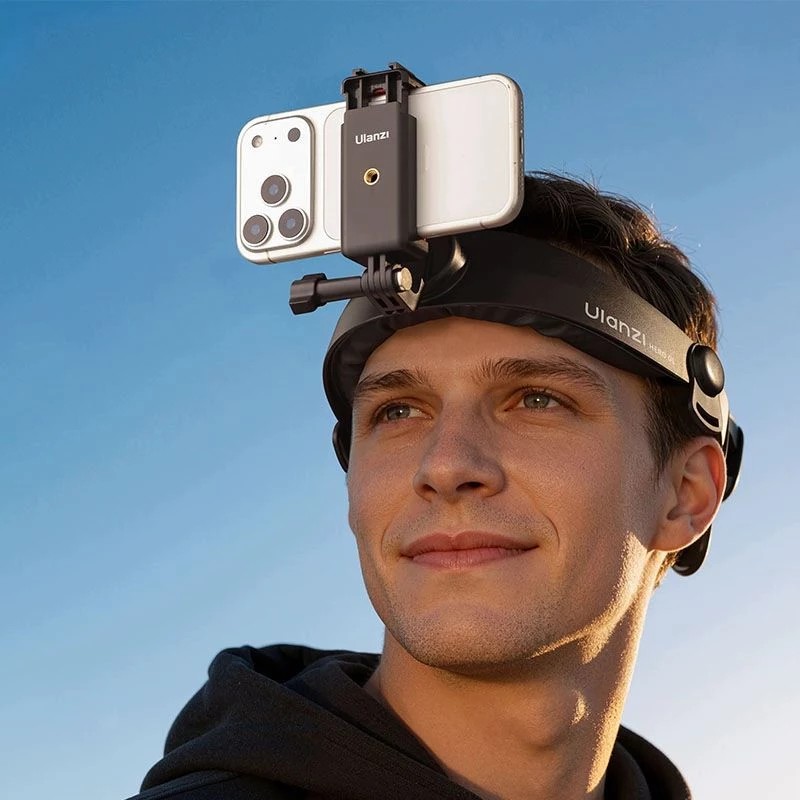 ULANZI galvos laikiklis veiksmo kameroms ir išmaniesiems telefonams su 360° besisukančiu telefono laikikliu