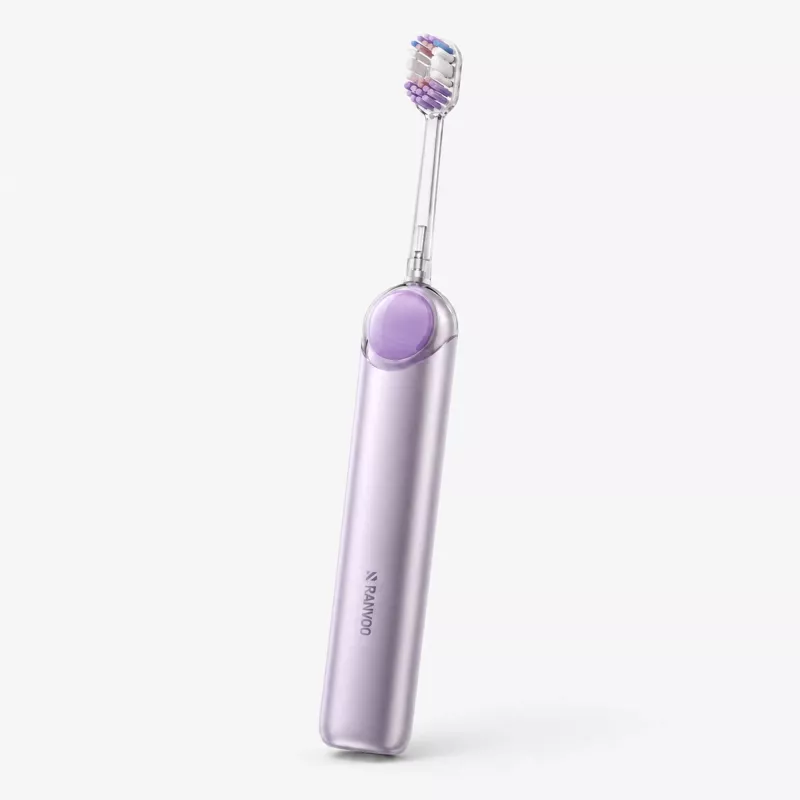 RANVOO PQ5 Pure Sonic elektrinis dantų šepetėlis, violetinis, 5 režimai, 4 šepetėlio galvutės, USB įkrovimas