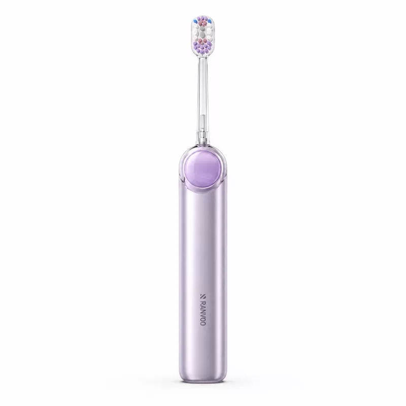 RANVOO PQ5 Pure Sonic elektrinis dantų šepetėlis, violetinis, 5 režimai, 4 šepetėlio galvutės, USB įkrovimas