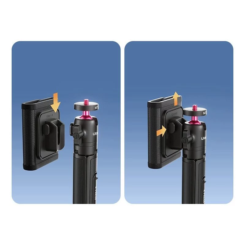 ULANZI MT-55 4-in-1 mini trikojis, selfie lazdelė, rankena ir kuprinės segtukas su rutuline galvute, 1/4 inch sriegiu, telefono laikiklis 60-85mm, aliuminio lydinys, juodas