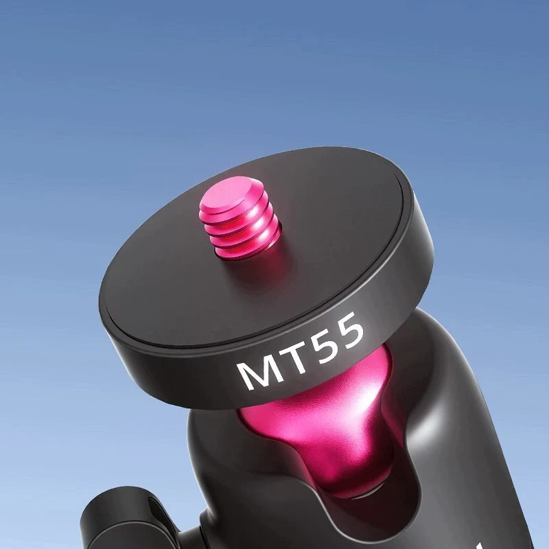 ULANZI MT-55 4-in-1 mini trikojis, selfie lazdelė, rankena ir kuprinės segtukas su rutuline galvute, 1/4 inch sriegiu, telefono laikiklis 60-85mm, aliuminio lydinys, juodas