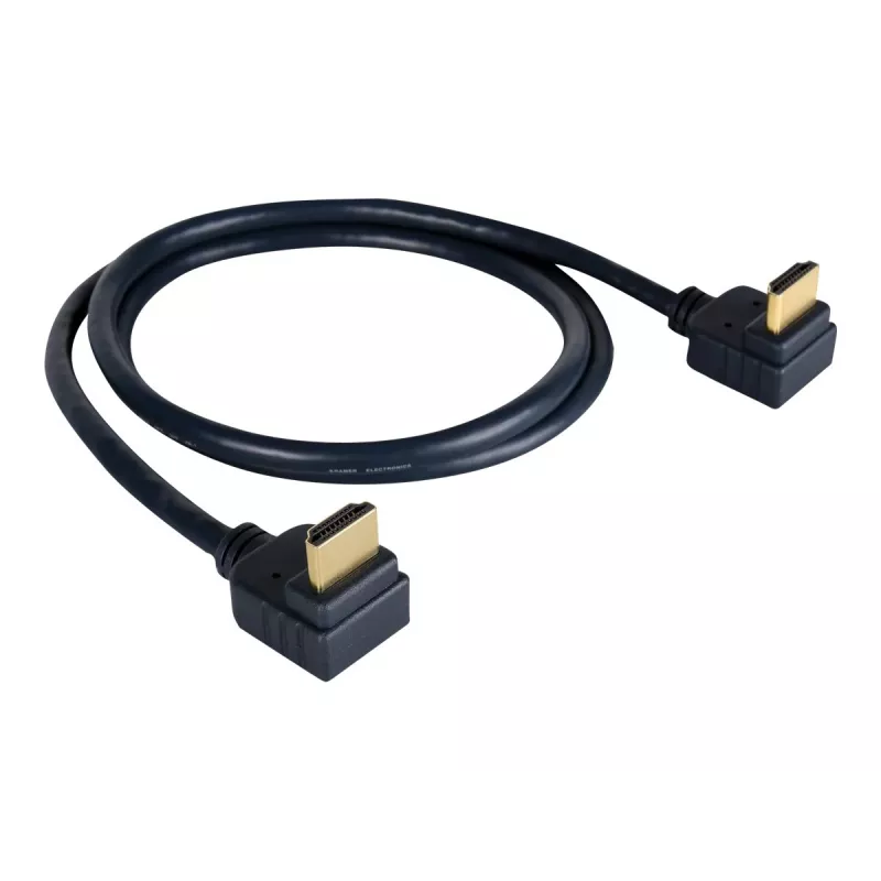 Kramer C-HM/RA2-6 High-Speed HDMI kabelis su Ethernet, stačiu kampu HDMI male į stačiu kampu HDMI male, 1,8 m, trigubai ekranuotas, pilkas, 4K palaikymas 97-0144006