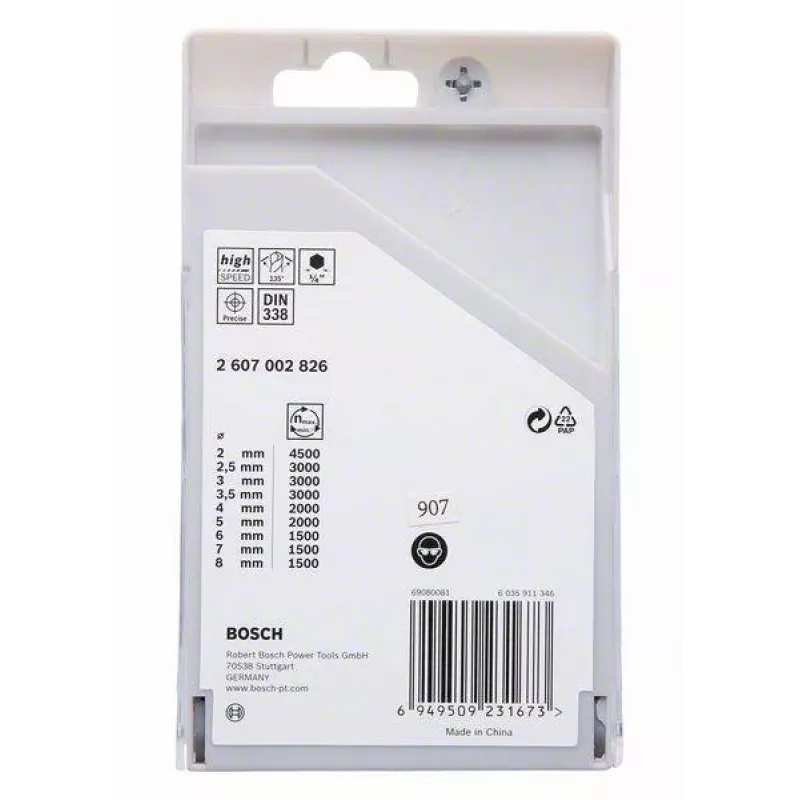 Bosch HSS PointTeQ metalo grąžtų rinkinys, 9 vnt., 2-10 mm, suktuko grąžtai 2607002826