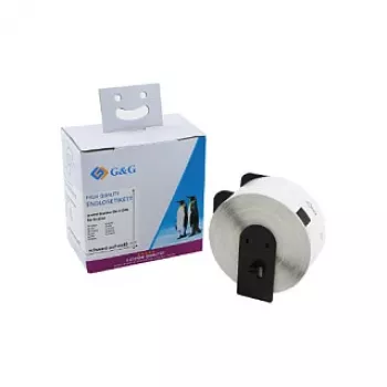 G&G balti terminiai adresų etiketės 38 x 90 mm, 400/ritė, suderinamos su Brother DK-11208 ET-B-G-11208