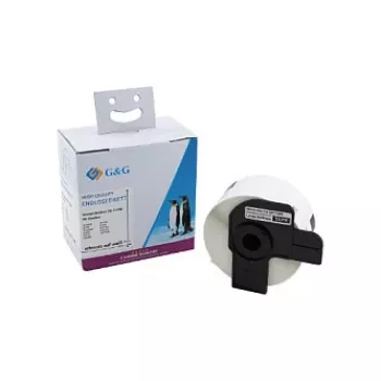 G&G balti terminiai adresų etiketės 38 x 90 mm, 400/ritė, suderinamos su Brother DK-11208 ET-B-G-11208