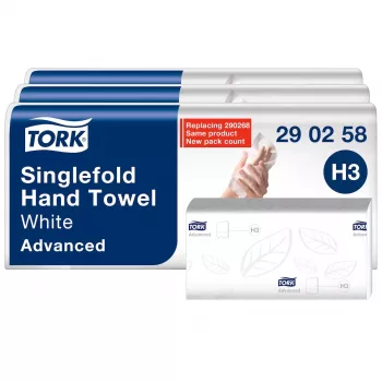 Tork Advanced H3 Z-Fold rankšluosčiai 2 sluoksnių balti (290258) – 3750 rankšluosčių