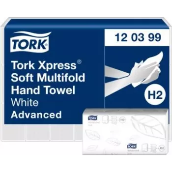 TORK Xpress H2 Advanced daugiasluoksnės rankšluosčių popieriaus servetėlės, 2 sluoksnių, baltos, 2850 lapų (120399)