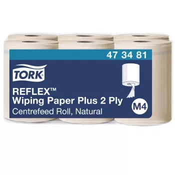 Tork Reflex Advanced M4 centrinio išvyniojimo valymo popieriaus ritiniai, 2 sluoksnių, natūralūs, 429 lapai, 6 ritiniai 473481