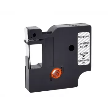G&G poliesterio etikečių kasetė, permatoma su juodu spaudu, 12 mm x 5,5 m, skirta Dymo D1