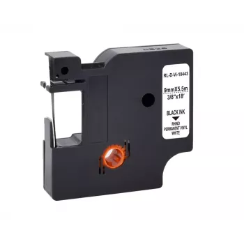 G&G Vinylinė etikečių juosta balta 9 mm x 5,5 m, juodas spaudinys (RL-D-Vi-18443-BK/WT-9MM*5.5M)
