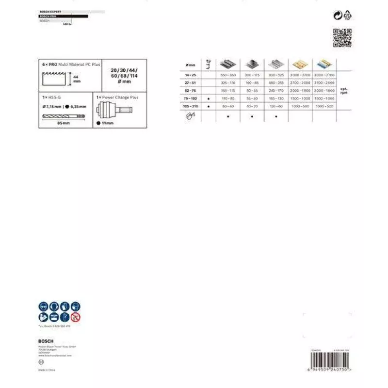 Bosch Progressor medienos ir metalo kiaurymių pjūklų rinkinys, 7 dalių, 20-114 mm skersmens, Power Change velenas, HSS bi-metalas, su dėklu 2608594431